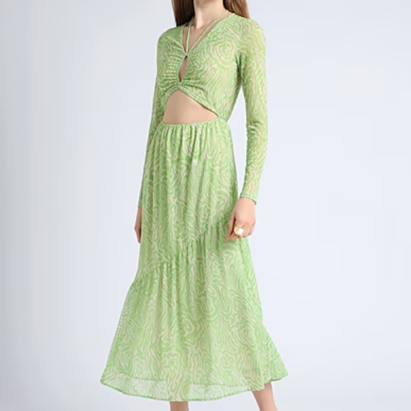 & Other Stories Lime Green Cutout Tiered Midi Dress – Perfect for Spring Events - Picture 1 of 4